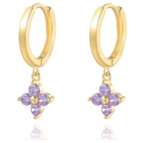 CANNER Ear Hoop 925 Sterling Silver Korean Jewelry Purple Zirconia Series Hoop Earrings Jewelry For Women Bohemia Aretes Earring