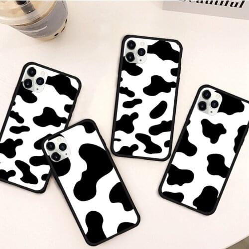 White Black Cow Symbol Pattern Print Phone Case For iPhone 11 Pro XS MAX XR X 7 8 6Plus SE 2020 Candy Soft Silicone