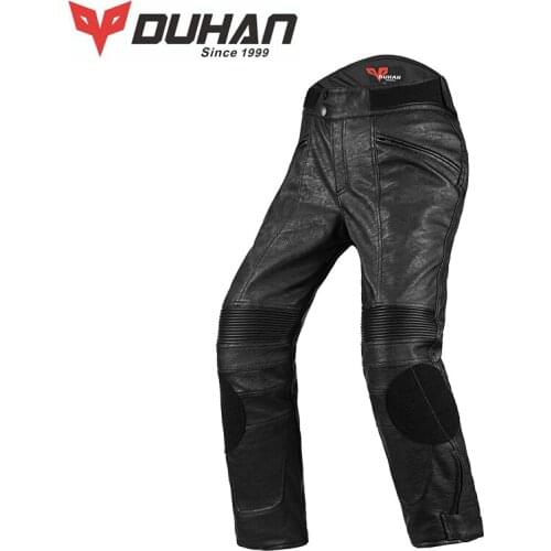 DUHAN PU Motorcycle Pants with CE knee protector men Motocross riding Trousers motorbike Bottoms Clothing M L XL XXL