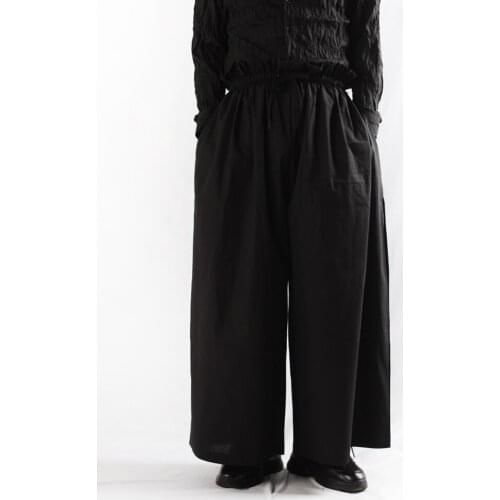 Mens Pants Large summer new trend hip hop casual pants super thin rope wide leg pants straight pants mens pants