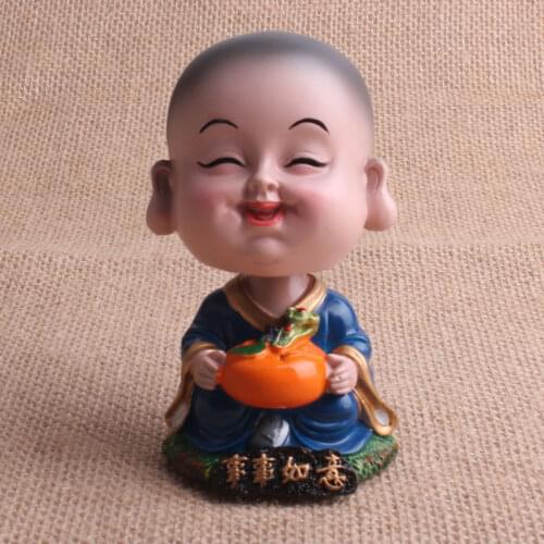 Buddhist resin statues with smile Young Buddhism Monk bobble head Figurines