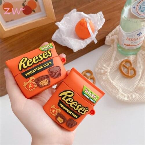 Miniature chocolate peanut cup 3d case for airpods 1 2 pro charging case soft silicone wireless bluetooth headset protect cover