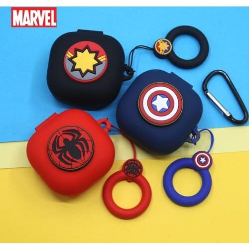 Marvel Earphone Case For Samsung Galaxy Buds Live/Buds Pro Silicone Wireless Bluetooth Earphone Case Shell Box With Lanyard
