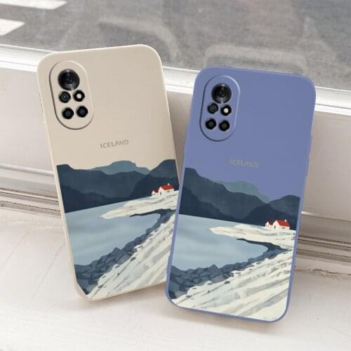 Seaside Illustration Liquid Silicone Case For Huawei Nova 8 7 Pro SE 6 SE 5 Pro 5Z 5I 5Ipro 5T 4 4E Ultra Thin Phone Back Cover