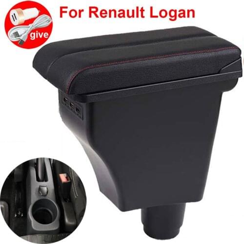 For Renault Logan Armrest box Interior special Retrofit parts Center Car Armrest box Center Storage box with USB LED light