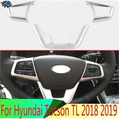 For Hyundai ix35 2018 2019 ABS Chrome Steering Wheel Panel Cover Bezel Trim Insert Badge Molding Garnish