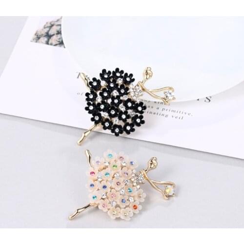 Exquisite Fashion Shiny Zircon Ballerina Brooch Ladies Elegant High-End Banquet Jewelry Matching