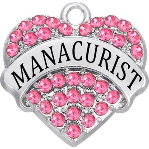 Exquisite rhinestone crystal inlaid heart-shaped metal sculpture MANACURIST pendant FIT DIY gift jewelry accessorie