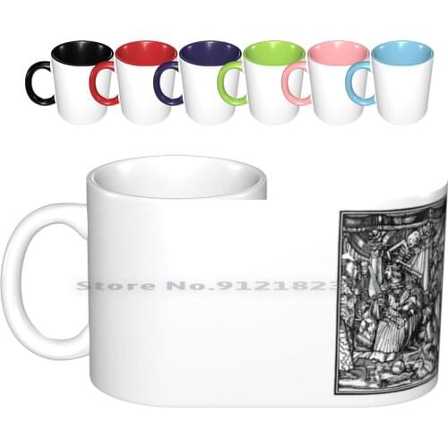 Dance Of Death-07 The Emperor Ceramic Mugs Coffee Cups Milk Tea Mug Dance Death Skeleton Muerte Dead Hans Holbein Physician