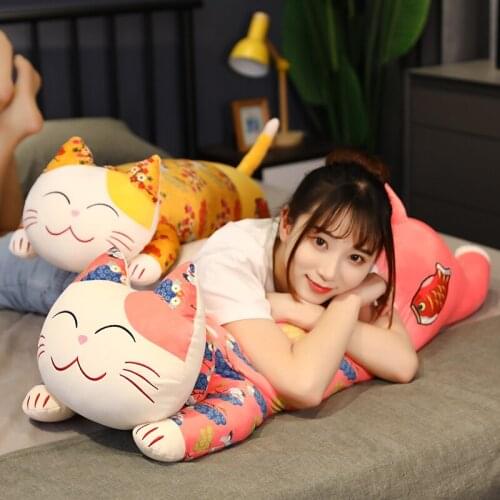 Cute Cartoon Long Cat Plush Toy Creative Soft Stuffed Animal Doll Pillow Home Decoration Children Girl Gift