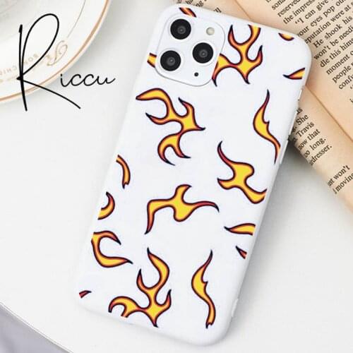 Fashion Flame Pattern Phone Case For Iphone 12 Pro Max Mini 11 Pro XS MAX 8 7 6 6S Plus X 5S SE 2020 XR Candy White Silicone