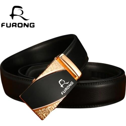 2018 New Simple Business Brand Designer Luxury Leather Belts Fine Alloy Automatic Type Business Man Belts Genuine Cow Leather