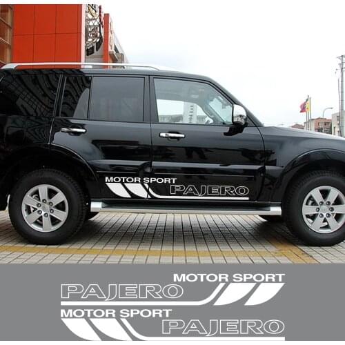 2PCS For Mitsubishi Pajero Car Both Side Vinyl Sport Decals Door Side Trim Stickers Auto Body Decor Graphic Film Car Accessories