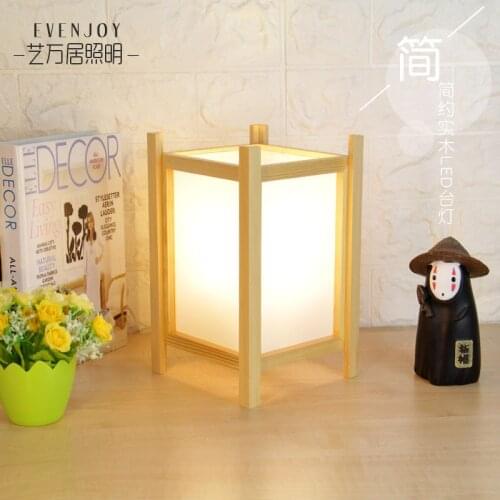 Simple LED small table lamp bedside decoration solid wood night lamp can be customized pattern supply light source