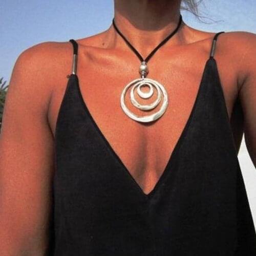 Boho Necklace Leather Cord Necklace Long Necklace Boho