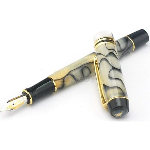 Kaigelu 316 Noble Marble Celluloid Fountain Pen, 22KGP Medium Nib Beautiful Phantom White Pattern Gift Pens For Office & Home