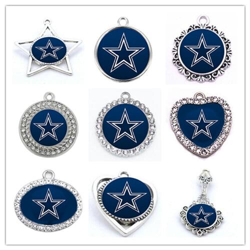 Football Dallas Star Dangle Charms Cowboy Mix DIY Pendant Charms for Bracelet Necklace Earrings Jewelry Accessories 10pcs/lot