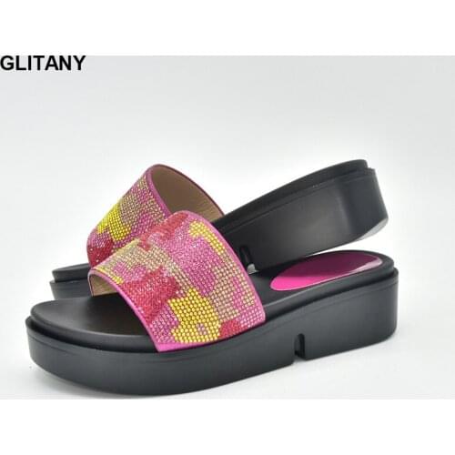 Latest Fashion African Nigerian Summer Banquet Fashion with Diamond and Diamond Popular Fashion Wedding Slipper Woman Low Heels