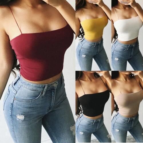 Sexy Women Girls Top Casual Blouse Vest T-shirt Sleeveless Tank Tops Summer Solid Sexy Halter Top Broadcloth Camis S-l