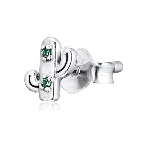 Signature ME My Lovely Cactus Single Stud Earrings 100% 925 Sterling-Silver-Jewelry Free Shipping