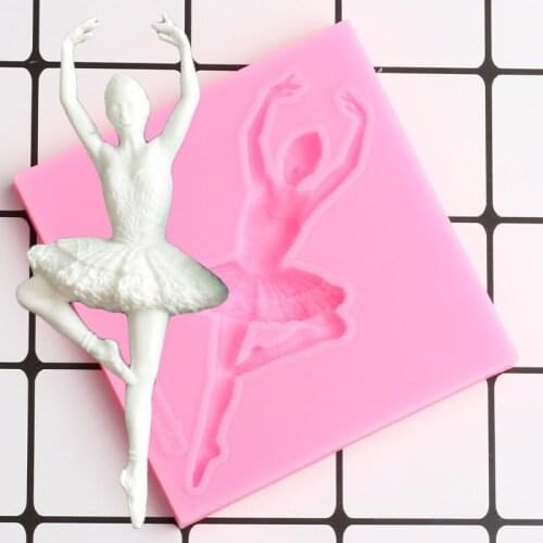 Ballet Dancer Silicone Mold DIY Party Cupcake Topper Fondant Cake Decorating Tools Polymer Clay Candy Chocolate Gumpaste Moulds