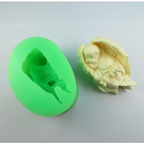 Sleep angel baby silicon soap mold bear fondant Cake decoration mold Angel wings Handmade soap mold