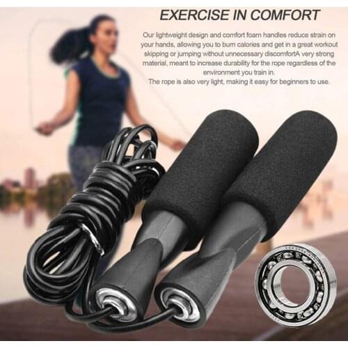 Sports Skipping Cotton Sleeve Bearing Rubber Skipping Rope Adjustable Length + Axle Wheel Aerobics Boxing Skipping Fitness