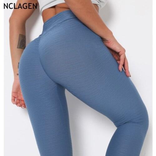 NCLAGEN Sport Leggings Women Squat Proof Butt Lift Fitness Yoga Pants High Waist Tummy Control Elastic Workout GYM Running Tight