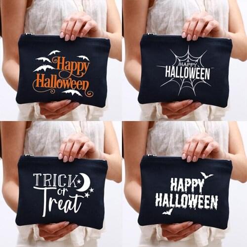Trick or Treat Makeup Bag Women Cosmetic Case Halloween Party Toiletries Organizer Purse Female Storage Make Up Cases Best Gifts