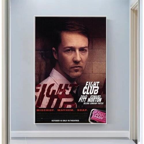 V0751 Fight Club (5) Vintage Classic Movie Wall Silk Cloth HD Poster Art Home Decoration Gift