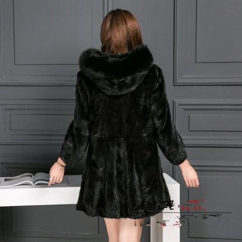 Real Mink Pieces Fur Women Coat Hooded Winter Female Mink Fur Jacket