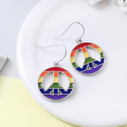 Round colour Eiffel Tower Drop Earrings Rainbow Jewellery Lesbian Earring fashion woman girl Ear Studs Eardrop Orecchini Brincos