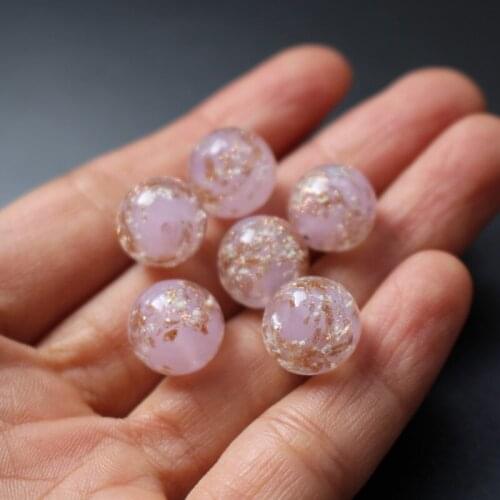 10pcs/lot 12mm Luminous Beads Solid Pink Lampwork Glass Beads Glas With Shinning Sand for earring necklace making