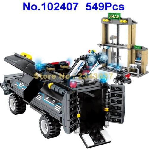 102407 549pcs Ww2 Wrecker Barrier Removal Armored Vehicle Swat Military 4 Dolls Building Blocks Toy