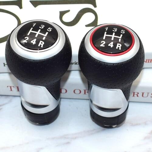 12mm Car 5 Speed 6 Speed Leather Gear Shift Knob Black For Audi A4 S4 B8 8K A5 8T Q5 8R S Line 2007-2015 Manual Leather Red Line