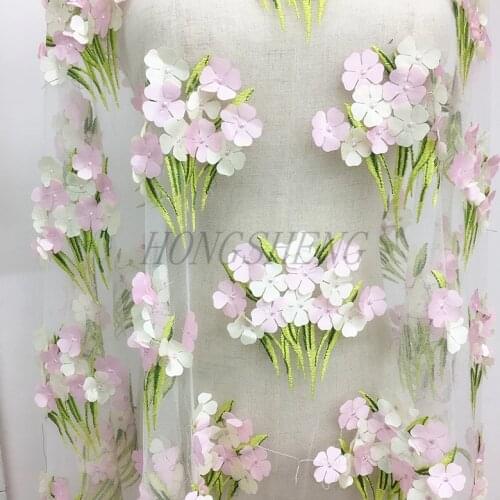 130*91CM sweat Wedding Dress Applique DIY Bridal Headdress scarf veil 3D Embroidered Lace Fabric Patch curtain table cover