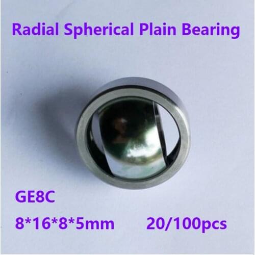 20/100pcs GE8C GE8UK 8mm 8×16×8×5mm Radial Shaft Spherical Plain Bearing with Self-Lubrication 8*16*8*5mm