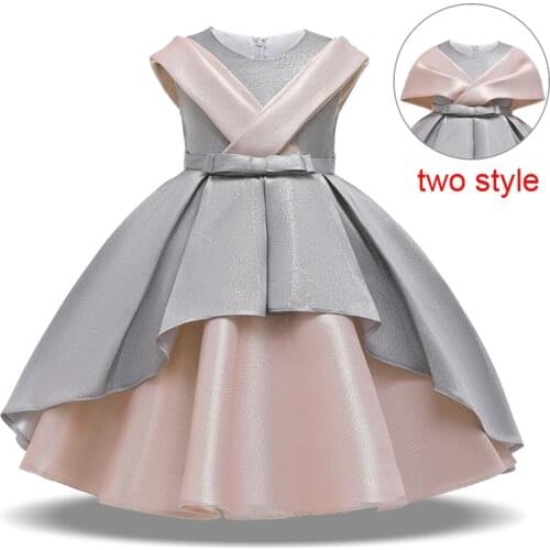 2021 Formal Ceremony Dress Girl Clothes Kids Dresses For Girls Children 2 Ways Wear Gown Evening Party Princess Dress Elegant