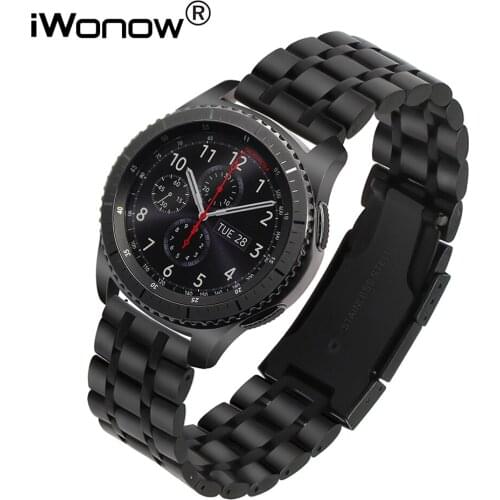 22mm Quick Release Stainless Steel Watchband for Samsung Gear S3 Classic Frontier Gear 2 Neo Live Watch Band Wrist Strap Black