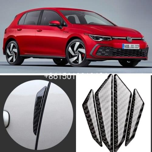 For VOLKSWAGEN Golf POLO GTI Car Side Door Edge Guard Bumper Trim Protector 4pcs PVC carbon fiber Stickers