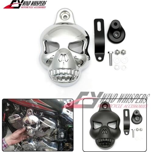 2 Colors Motorcycle Modified Aluminum Skull Horn Carburetor Cover For Harley Softail Dyna Sportster Glide Big Twin Electra V-Rod