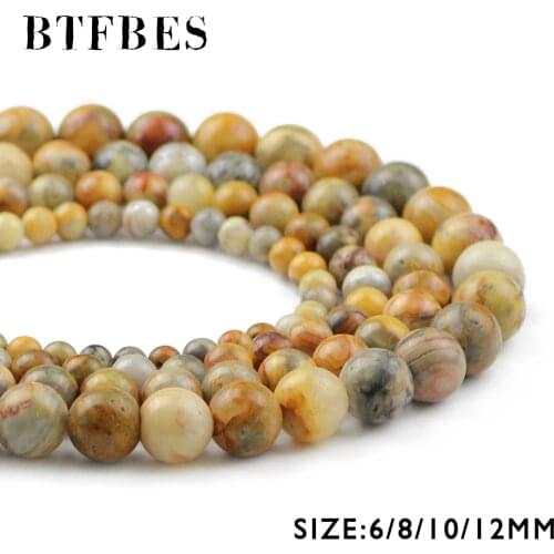 BTFBES Natural Stone Crazy lace carnelian beads 6/8/10/12MM Round Loose beads Stone ball Jewelry bracelet Making Accessories DIY