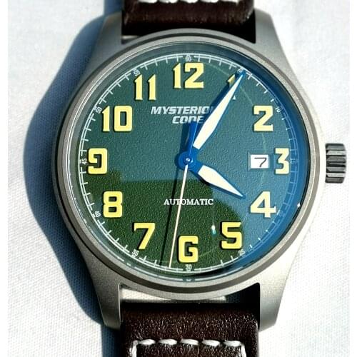 Pilot Titanium Automatic Watch Men Retro Air Force Mechanical Wristwatch NH35 Movt 40mm Sapphire Luminous Watches Relojes Hombre