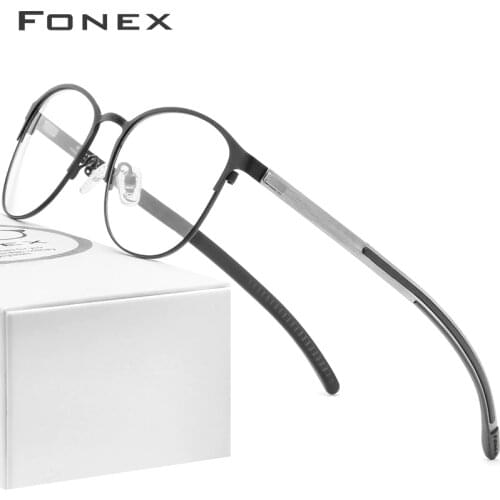 FONEX Silicone Alloy Optical Eye Glasses Frames for Women Round Myopia Prescription Eyeglasses Men 2020 Screwless Eyewear 987
