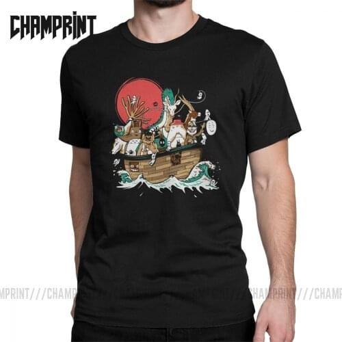 Mens T-Shirts Fabulous Ark Pure Cotton Tee Shirt Short Sleeve Hayao Miyazaki Manga Japan Ghibli Totoro Spirited Away T Shirts