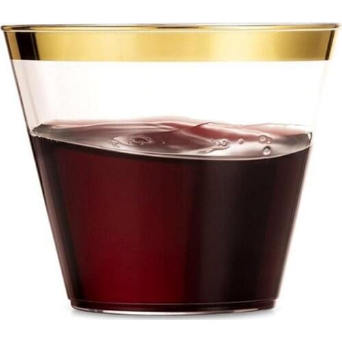 Hot Sell PS Plastic Cup 9OZ Hot Gold Side Chunky Cup Cake Cup Party Supplies /10PCS