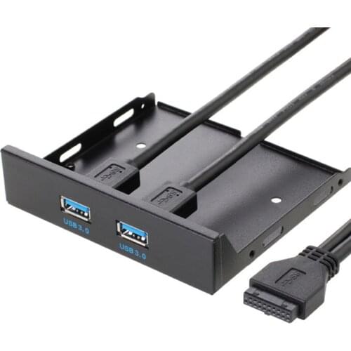 J60A 19+1 20Pin 2 Port USB3.0 Front Panel Combo Bracket USB 3.0 Hub Adapter for PC Desktop 3.5" FDD Floppy Disk Drive Bay