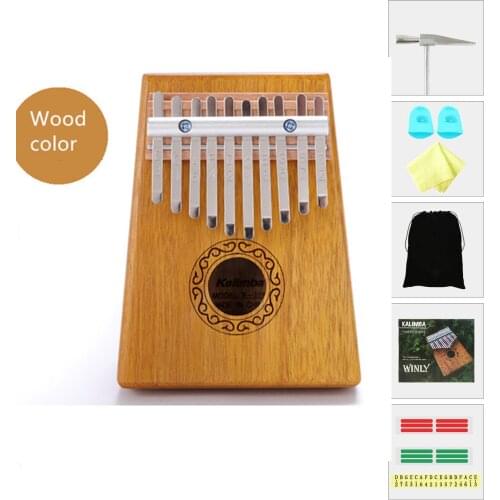 Kalimba 10 Keys Thumb Piano Mahogany with Tuning Hammer and Stickers for Kids Adults/Beginners