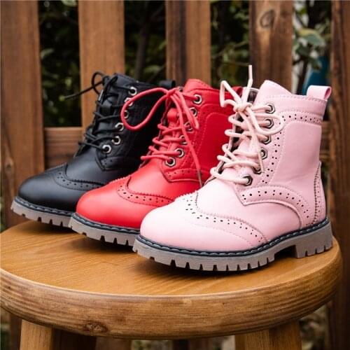 New Girl Leather Martin Boots Shoes For Girls Children Non-slip Warm Boots Fashion Soft Bottom Boys Girls Boots Kids Sneakers