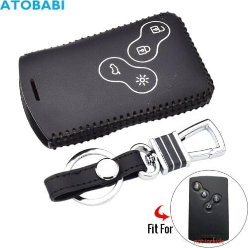 Leather Car Key Case For Renault Koleos Laguna 2 3 Megane 1 2 3 Sandero Scenic Captur Clio Duster Fluence Remote Fob Shell Cover